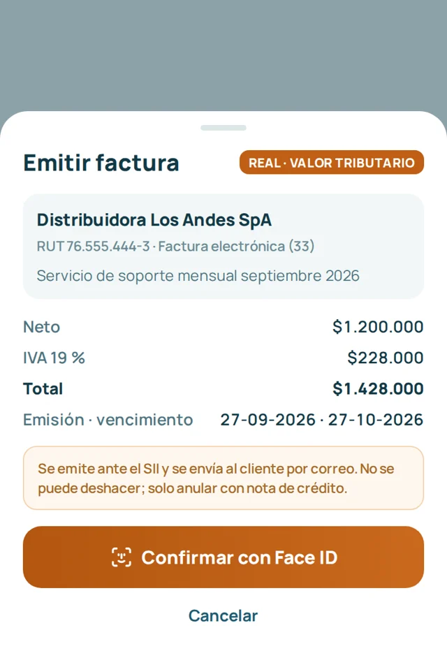 Confirmation before issuing an invoice